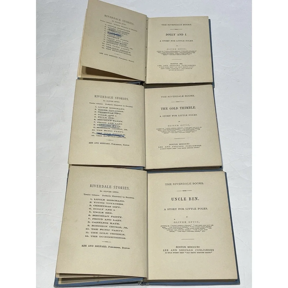 Antique 1890 Riverdale Stories Books Oliver Optic Uncle Ben Gold Thimble Dolly